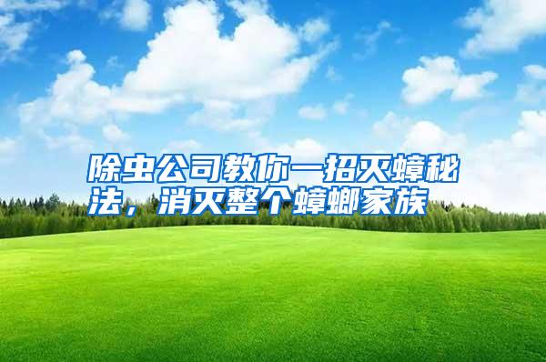 除蟲公司教你一招滅蟑秘法，消滅整個(gè)蟑螂家族